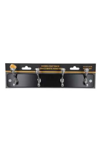 Generic HONEY BEE 4-Hooks Coat Rack Finley Black 173.4H/NICKEL-BLK