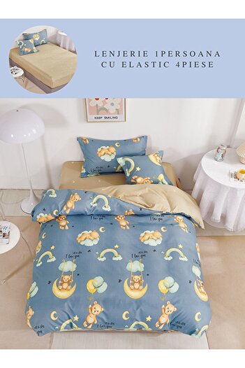 CHIRASO Finet CHIRASO 1 Person Bedding Set, 4 pieces, Fitted Sheet 140x200, teddy bears