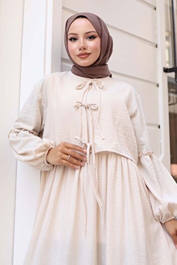 benguen Bow Detailed Dress Set Stone Color 2271