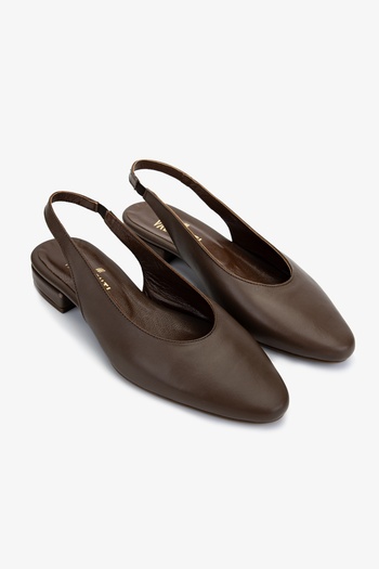 Valmenti Women's Genuine Leather Brown Heeled Shoes