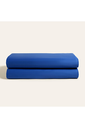 Zsa Zsa Zsu Cearșaf de pat elastic din satin de bumbac 100% bumbac, 100x200 cm, albastru închis