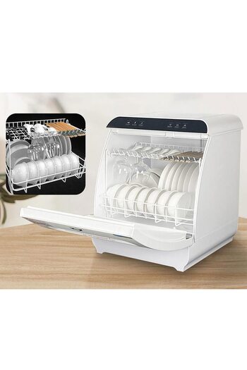 ET-LIFE Countertop Dishwasher, Installation-Free, 4 Programs, High Temp Disinfection, for 6 People