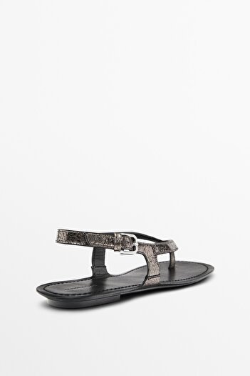 Massimo Dutti Metalik düz sandalet