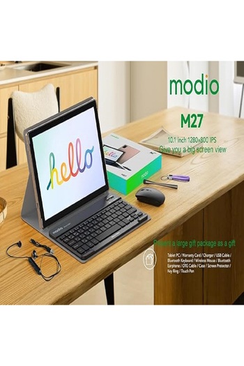 Generic Modio M27 Kids Tablet 10.1 Inch, 8GB RAM, 256GB, Dual SIM, 5G Wi-Fi, Bluetooth Keyboard - Gold
