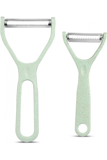 BYbrutek Set of 2 BYbrutek universal vegetable peelers, plastic/stainless steel, green/silver