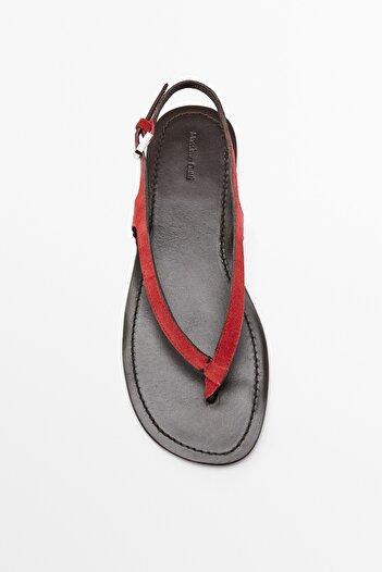 Massimo Dutti Kalın süet düz sandalet