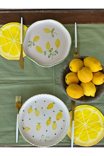 MeGgDecor 2 Handmade Lemon1 Themed Presentation Plates