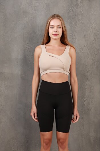 Miss Prova Recovery Stitching Detailed Knitted Sports Shorts/Short Leggings Misssr2587