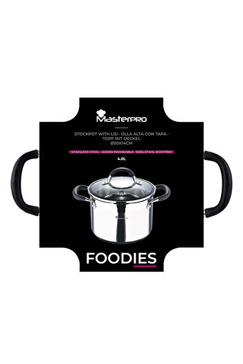 MasterPro Pot with lid, stainless steel FOODIES 20 cm, 4 liters