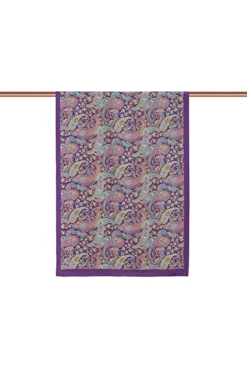 ipekevi İpekevi Mesopotamia Patterned Tenselsoft Shawl 02889-Fig Purple