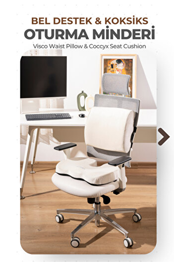 VİSCOTEX Visco Orthopedic Sitting and Lumbar Support Cushion Set, Back Pillow and Coccyx Cushion