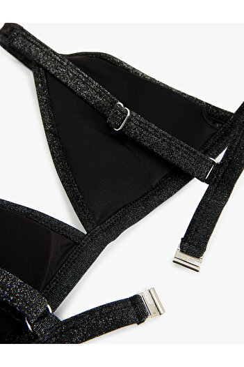 Koton Glitter Deep V Neck Bralette Bikini Top