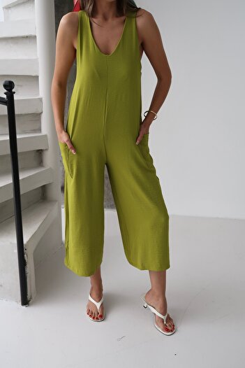 Paw Garage Women's Sara Pocketed Binding Strap Ayrobin Jumpsuit