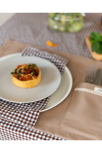 KaiHome Sienna Linen Pocket Detailed American Service/ Supla 4 Pcs
