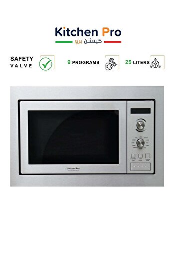 kitchen Pro Built-in Microwave with Grill - 25 Liters - 9 Programs - 5 Functions - Silver - KP-25MW