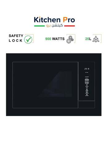 kitchen Pro Built-in Microwave with Grill - 25 Liters - Black