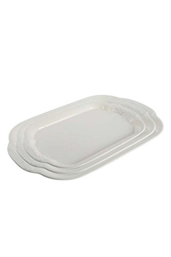Trust 3-Piece Melamine Serving Tray Set Small Size 35CM, Medium Size 40CM & Large Size 45CM Beige