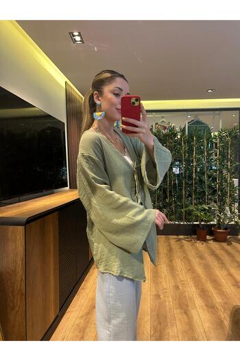 QBZ Muslin Fabric Front Tie Kimono