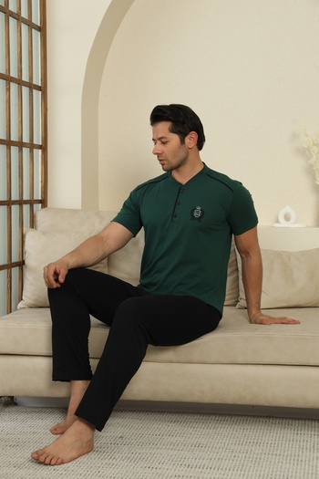 LİLA İÇ GİYİM Men's Single Jersey Short Sleeve Pajama Set