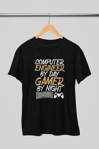 giftkonsept Computer Engineer Bilgisayar Mühendisi Yazılımcı Hediyelik %100 Pamuklu Regular Siyah Tişört