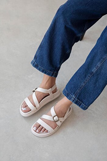 STRASWANS Vitinha Women's Leather Sandals Beige