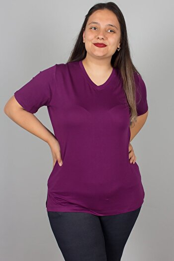Truva XXL Cherry Rot V-Neck Lycra Viscose T-Shirt – Comfortable, Stylish and Breathable Fabric