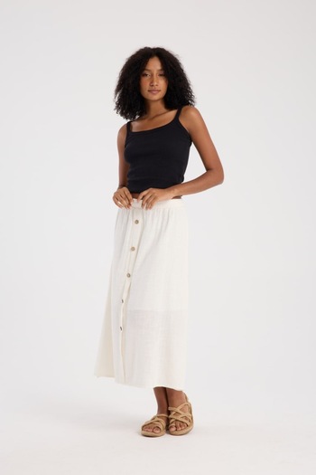 İLKCET MODA Front Button Detailed Midi Skirt