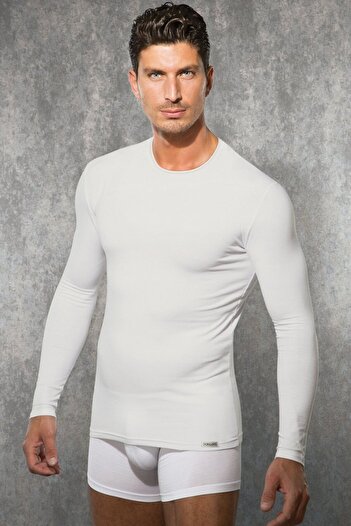 NazikEndam Dore Anse Men's Viloft Thermal Round Neck Long Sleeve t Shirt 2965