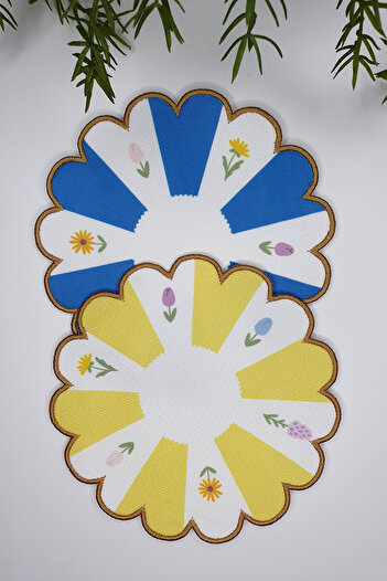 decofav Nostalgic Flower Shaped Decorative Design Embroidery Edge Fabric Cocktail Napkin 2 Pieces
