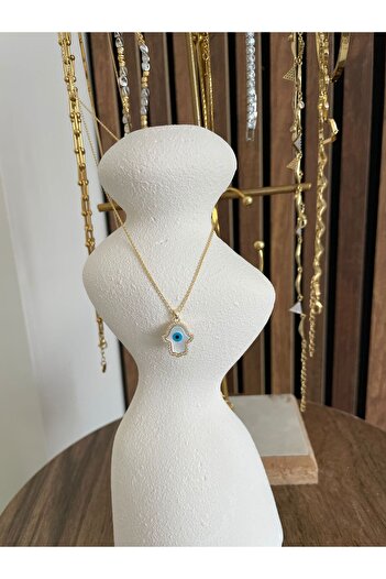 LUXURY Minimal Mavi Gözlü Meryem Ana Kolye
