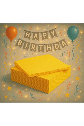 partyrüyası Yellow Plain Colored Presentation Napkin 20 Pieces Aesthetic Birthday Party Concept
