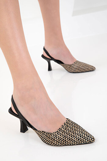 SOHO Black-Beige Women's Classic Heeled Shoes 20430