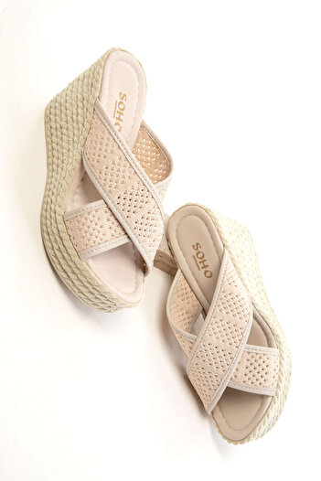 SOHO Beige Women's Wedge Heeled Shoes 20670