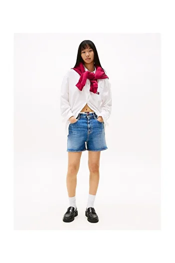 Tommy Hilfiger Dámské šortky Th Regular Denim Mom - modré