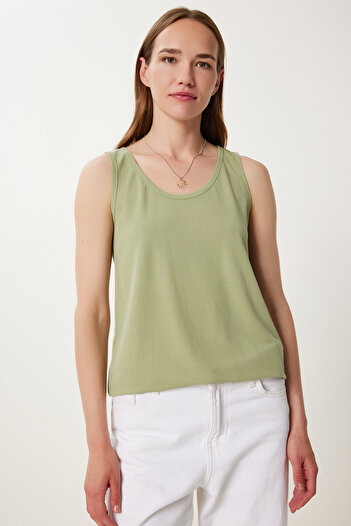 Happiness İstanbul Women's Khaki Draped Comfortable Knitted Athlete Jh00056