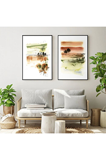 Artte Ahşap Çerçeveli Minimalist 2li Tablo