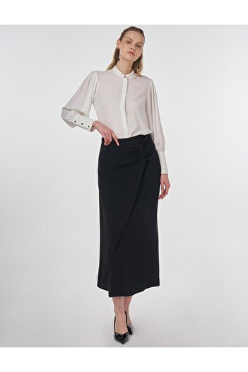 Kayra Crepe Wrap Skirt Black