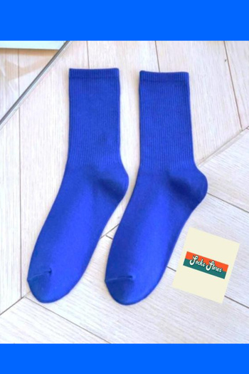 Esinti Women's Men's Long Socket Colorful Patternless Socks Set 5 Pieces