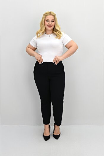 Koza Butik Women's Plus Size High Waist Fabric Trousers 6110-25-1