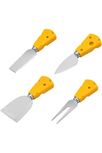 SVUPUE Set of 4 cheese spatulas SVUPUE, stainless steel, silver/yellow, 12 x 3.5 cm