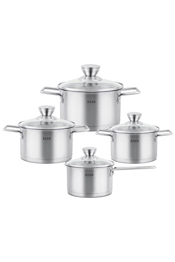 Zass Stainless steel pot set with lid Zass Gourmet ZG-SCS 03 Silver