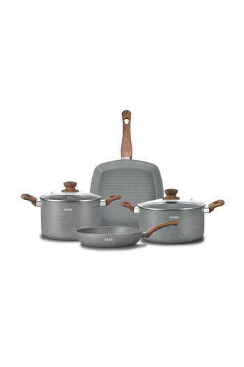 Zass Gourmet ZG-ACS 05 marbled, non-stick, die-cast aluminum cookware set, Gray