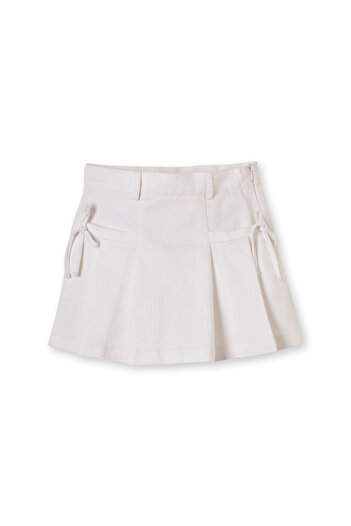 Patique Kids White Denim Zippered Cotton Girl's Skirt