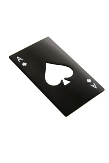 OEM Ace playing card bottle opener, stainless steel, 8.5 x 5.4 cm, black