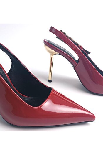 RUXENE Bata Pointed Toe Patent Leather 9.5 cm Thin Heeled Shetito Shoes - Low-Cut