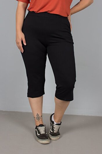 Truva XXL Compak Black Lycra High Waist Combed Cotton Capri Trousers