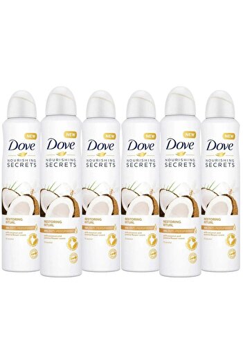 Dove Women Coconut Antiperspirant Deodorant Spray 150ml Pack of 6