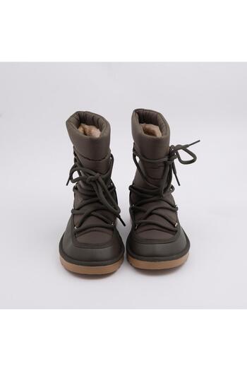 RUXENE EMİLY LACE-UP LEATHER DETAILED PARACHUT FABRIC SNOW BOOTS