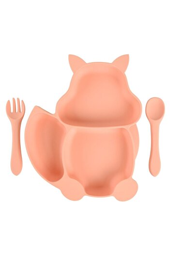 jojobebek Silicone Feeding Set Vacuumed Silicone Food Plate and Bowl, Bib, Fork and Spoon, Cup