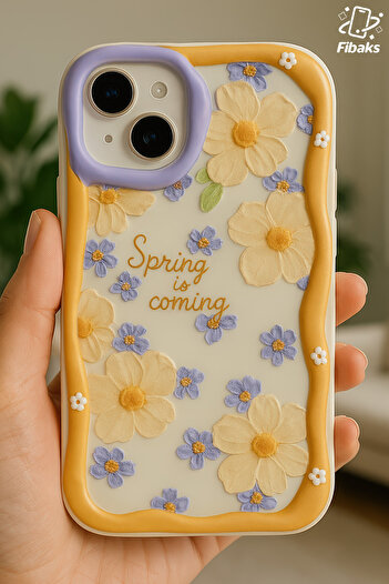 Fibaks iPhone 15 Compatible Case Designed Patterned Camera Protection Daisy Flower Colored Silicone Cover